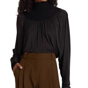 NEW - A.L.C. Weston Mock Turtleneck Jersey Top in Black - Medium